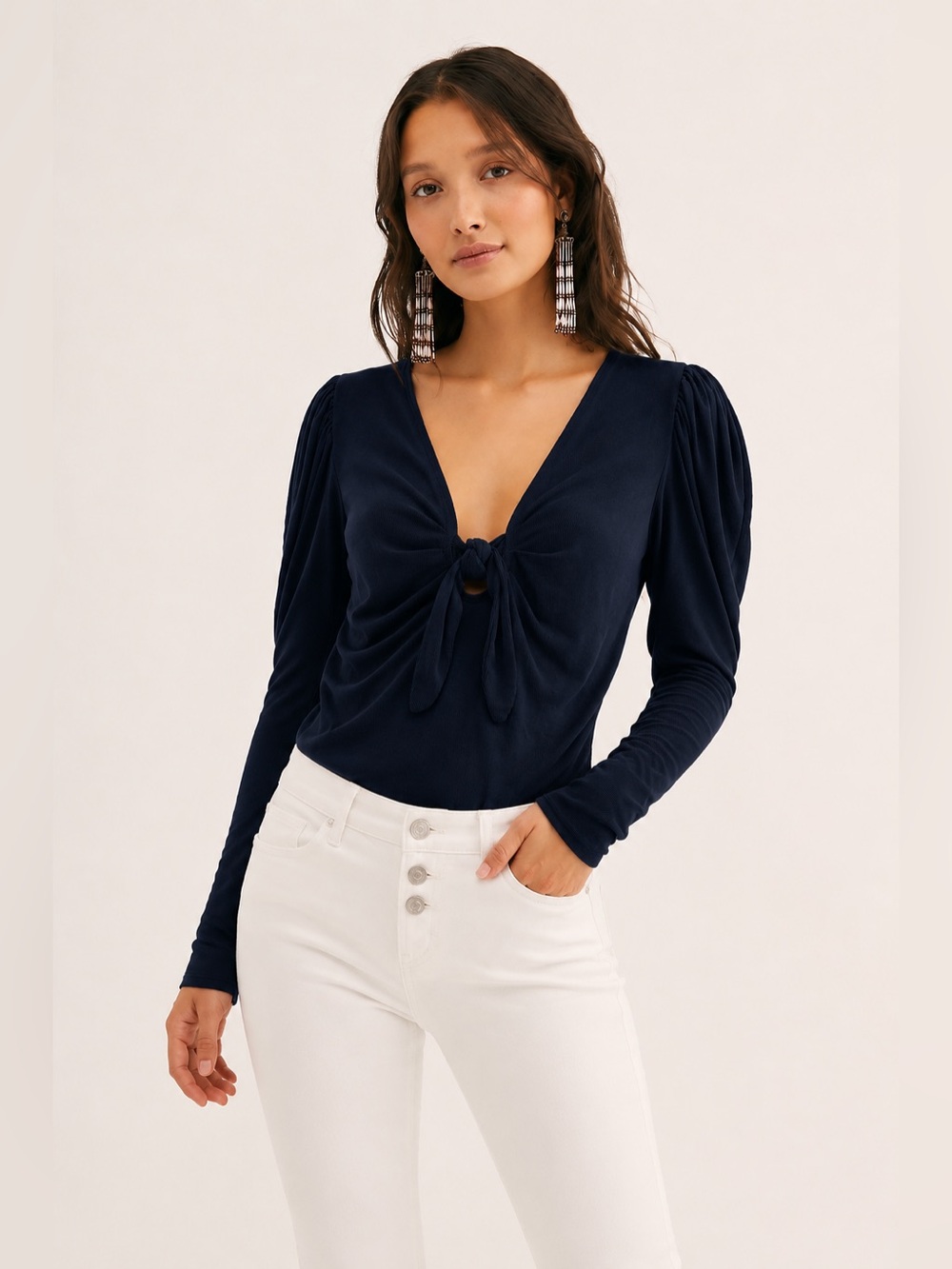 Free People Tie The Knot Cutout Boho Top Romantic Chic Women Size M